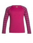 Icebreaker KIDS OASIS LS CREW ALIGN (Pop Pink/Snow/Pop Pink)