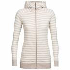 Icebreaker WMNS CRUSH LS ZIP HOOD (Fawn HTHR/Snow/Stripe)