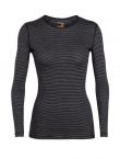 Icebreaker WMNS 200 OASIS LS CREWE (Black/Snow/Stripe)