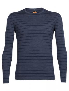 Icebreaker  MENS OASIS LS CREWE  (Fathom HTHR/Admiral/Stripe)