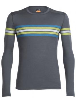 Icebreaker  MENS OASIS LS CREWE CORONET STRIPE  (Monsoon/Cactus)