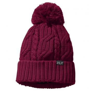 Jack Wolfskin STORMLOCK POMPOM BEANIE (dark ruby)