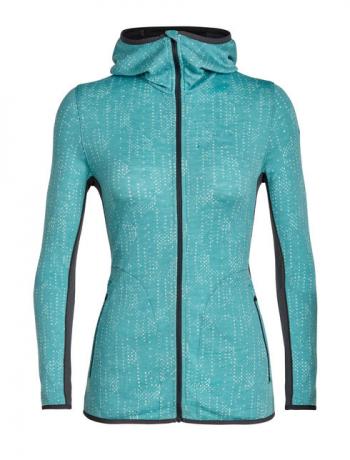 Icebreaker WMNS AWAY LS ZIP HOOD SHOWERS (Ocean/Monsoon)
