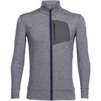 Icebreaker MENS MOMENTUM LS ZIP (Midnight Navy/Snow HTHR/Monsoon)