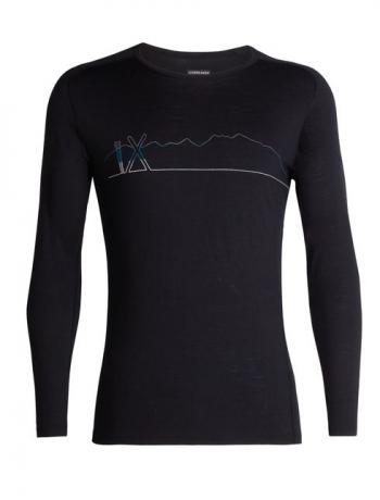 Icebreaker MENS 200 OASIS DELUXE RAGLAN LS CREWE SINGLE LINE SKI (Black)