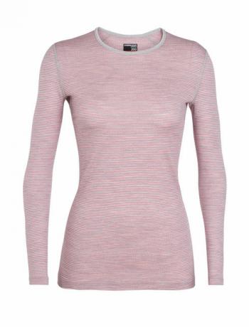 Icebreaker WMNS 200 OASIS LS CREWE (Blizzard HTHR/PRISM/Stripe)