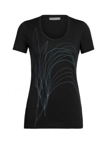 Icebreaker WMNS TECH LITE SS SCOOP LEAF SHIRT (Black)