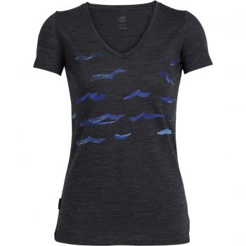 Icebreaker WMNS TECH LITE SS V SHEARWATER (Jet HTHR)