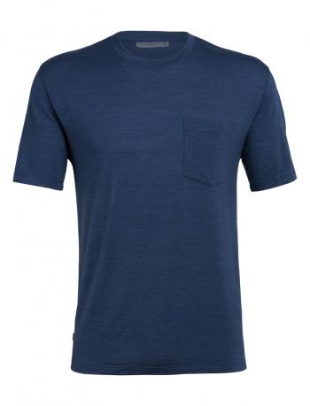 Icebreaker MENS NATURE DYE DRAYDEN SS POCKET CREWE (True indigo DK)