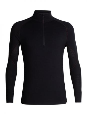Icebreaker MENS 260 ZONE LS HALF ZIP (Black/CHILI RED)