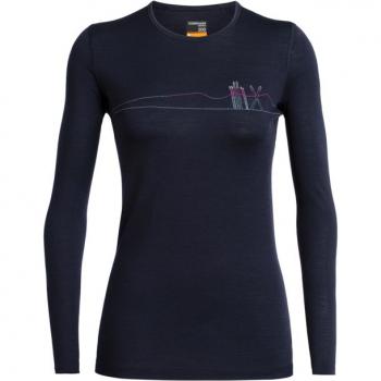 Icebreaker WMNS 200 OASIS LS CREWE SKIS IN SNOW (Midnight Navy)