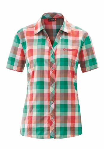 Maier Sports JARA SS BLUSE W (green/pink check)