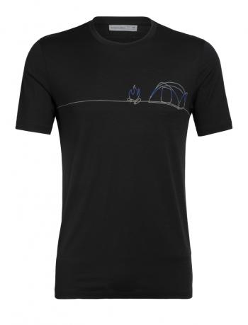 Icebreaker MENS TECH LITE SS CREWE SINGLE LINE (Black)