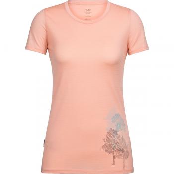 Icebreaker WMNS TECH LITE SS LOW CREWE THROUGH THE FOREST (Sorbet)