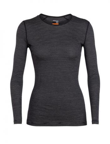 Icebreaker WMNS 200 OASIS LS CREWE (Black/Snow/Stripe)