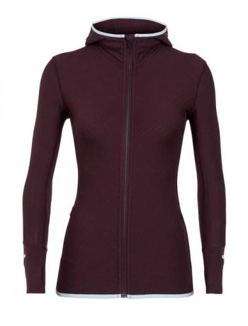 Icebreaker WMNS DESCENDER LS ZIP HOOD (VELVET/DEW)